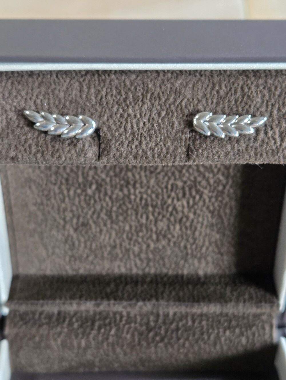 Pandora Retired Curved Grains Sterling Silver Stud Earrings